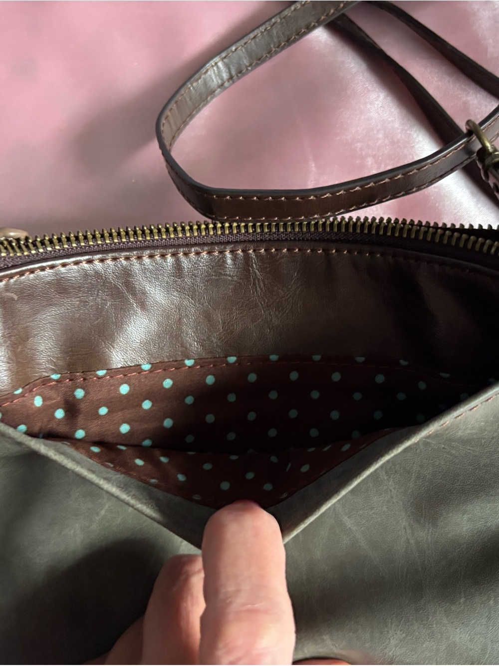 Chala Grey and Brown Paw Print Crossbody Bag - Picture 13 of 16